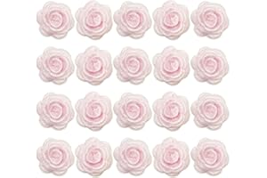 BETITETO 20pcs Flower Lace Applique Exquisite 3D Embroidery Floral Sew On Patches for Wedding Bridal Dress Clothes Repairing Hair Ornaments Sewing Craft DIY (Pink)