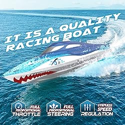 DEERC Full Proportional Remote Control Boat with