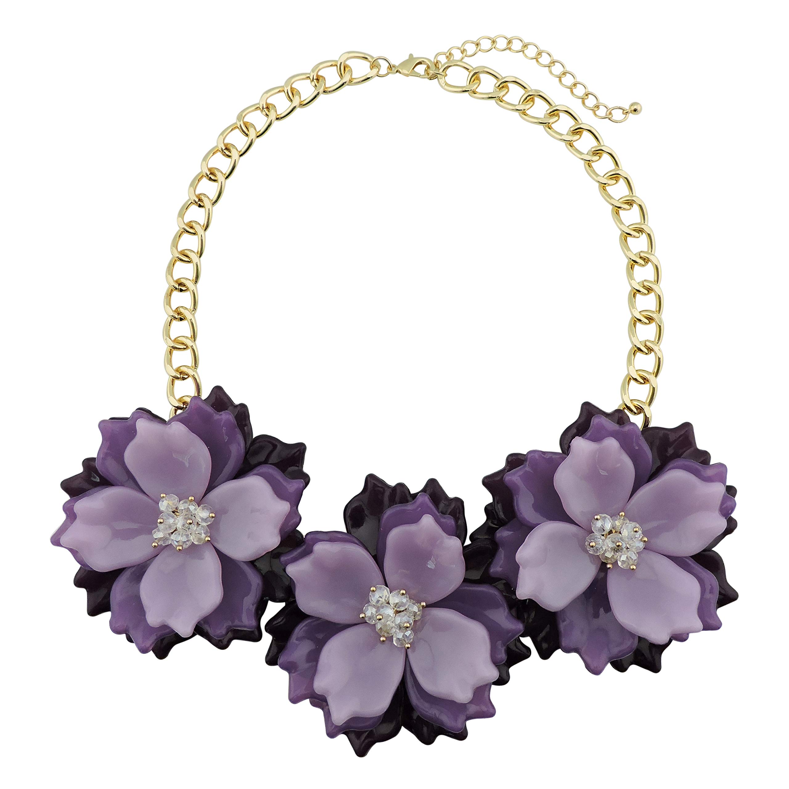 Bocar Bold Statement Chunky Flower Necklace Bib Collar Jewelry for Women (NK-10466-purple)
