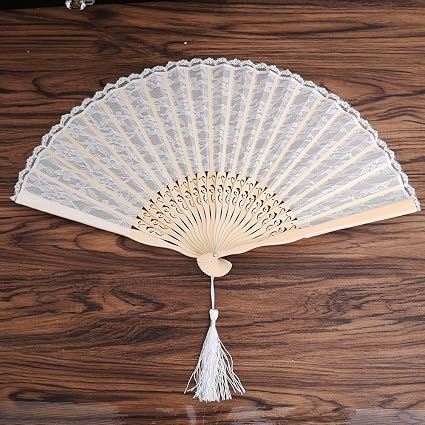 Nuomi Lace Folding Fan Handheld For Women Handmade Bamboo Folded Fans Decorative Party Favor Gift - 