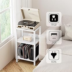 TUTOTAK Record Player Stand with Storage Up to 100