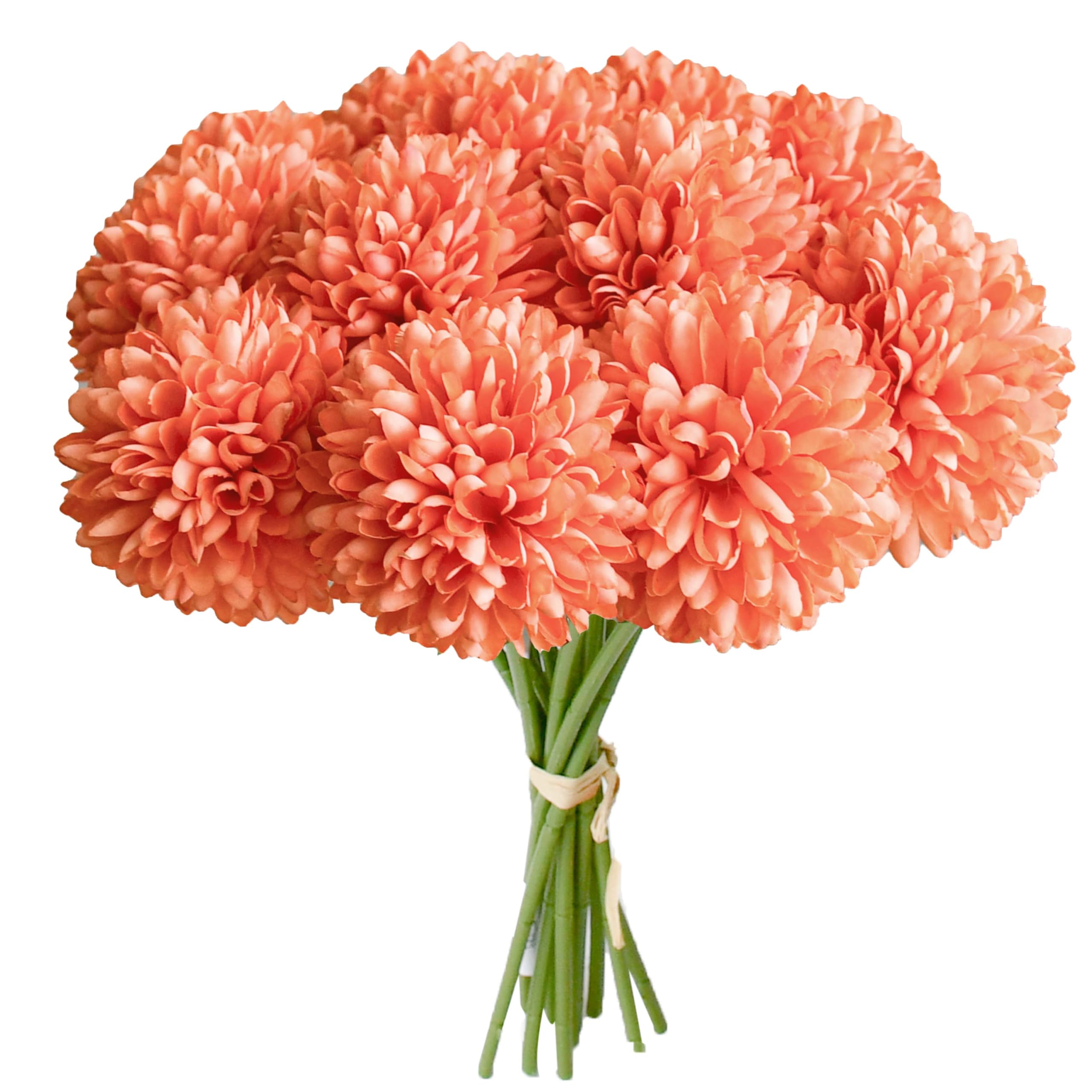 Mandy's Coral Artificial Ball Chrysanthemum 12 Stems Faux Flowers with Bendable Stems for Valentine's Day and Easter Decorations DIY Wedding Centerpiece Fall Decor Home Arrangements