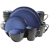 Gibson Soho Lounge Round Reactive Glaze Stoneware Dinnerware Set, Service for 4 (16pc), Blue, Soho Round.