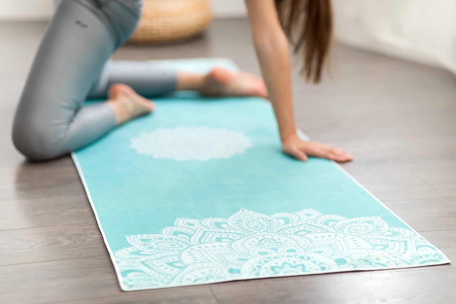 YOGA DESIGN LAB | The HOT Yoga Towel | Premium Non Slip Colorful Towel | Eco Printed + Quick Dry + Mat Sized (Mandala Turquoise,): Kitchen & Dining