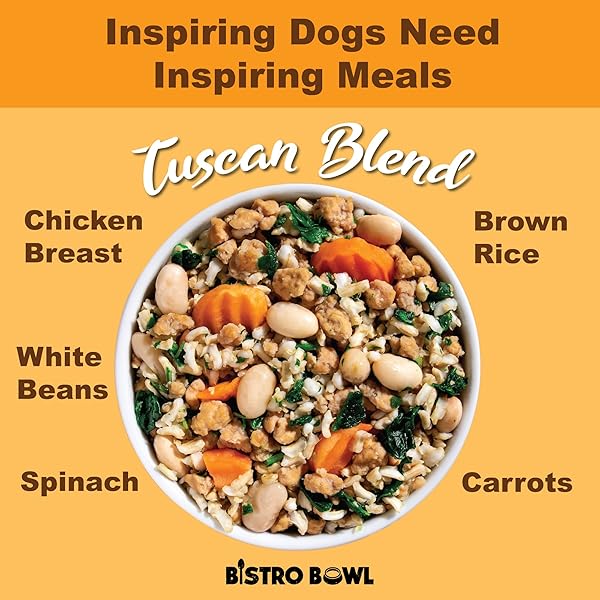 WHOLE LIFE PET BISTRO BOWL FOR DOGS – HUMAN GRADE MEAL MIXER FOOD TOPPER – HEALTHY WHOLE FOOD INGREDIENTS, PROTEIN RICH, ALL NATURAL – PICKY EATERS