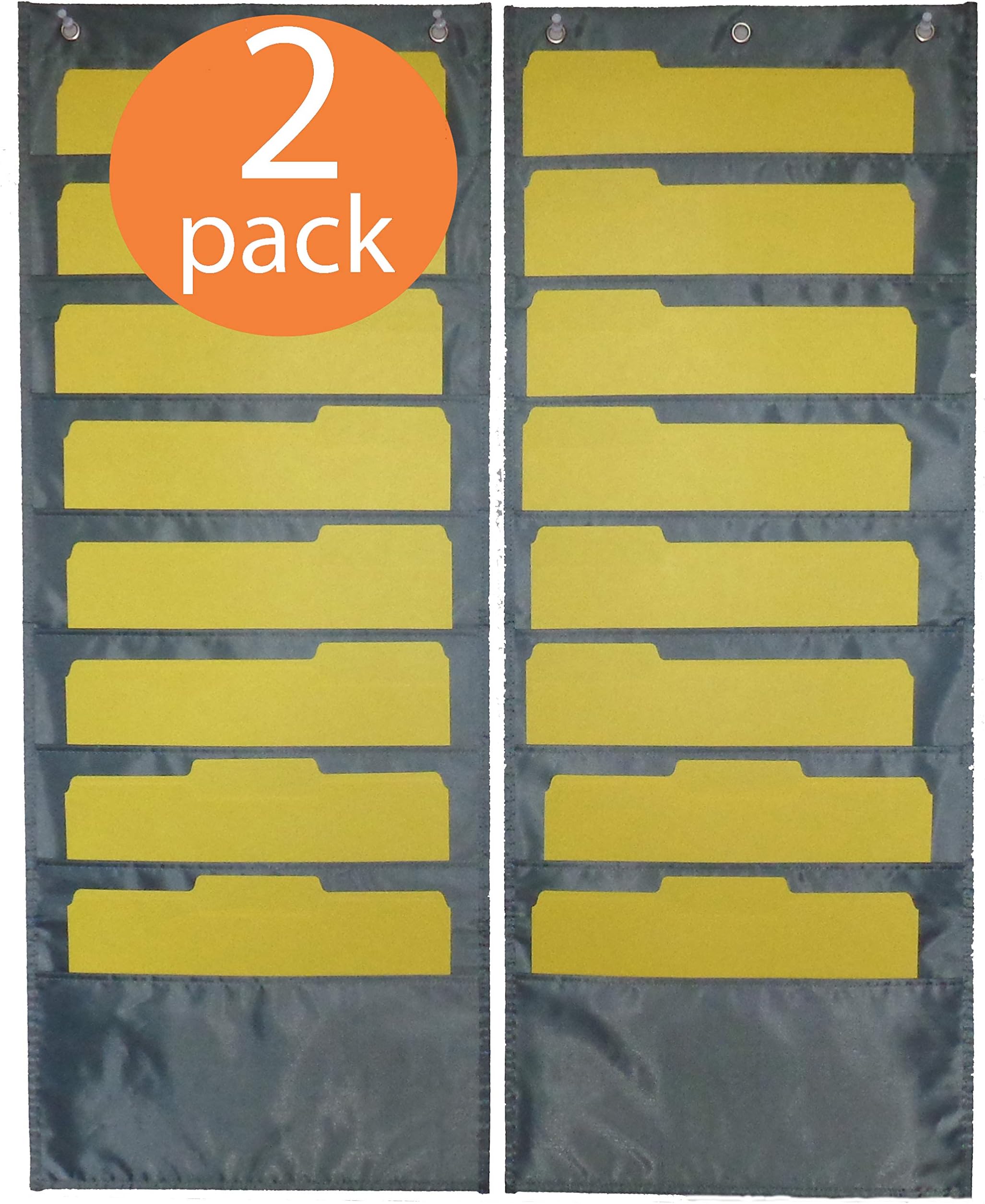 WALL HANGING FILES HOLDER - PREMIUM 2 Pack each holds 8 files - Office wall files organizer, Cascading files for home office, School file pockets for wall, Organizer pocket office by OVATION HOME