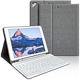 aMZCaSE iPad Pro 9.7 Inch Case with Keyboard,for iPad 6th Generation(2018), 5th Generation(2017), Air 1 Air 2 Case with Keyboard, Wireless Detachable Folio Cover, Smart Wake/Up, Grey