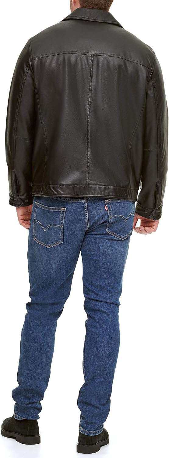 Tommy Hilfiger mens Classic Faux Leather Jacket, Black, XX-Large Tall US: Clothing