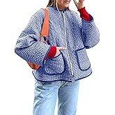 Yousify Womens Jackets Fall Fashion 2025 Crew Neck Quilted Plaid Jacket Full Zipper Coats S-2XL