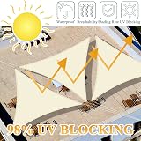 Teynewer Triangle Shade Sail 3x3x3m UV Block 98% Water-Resistant Cream view 2