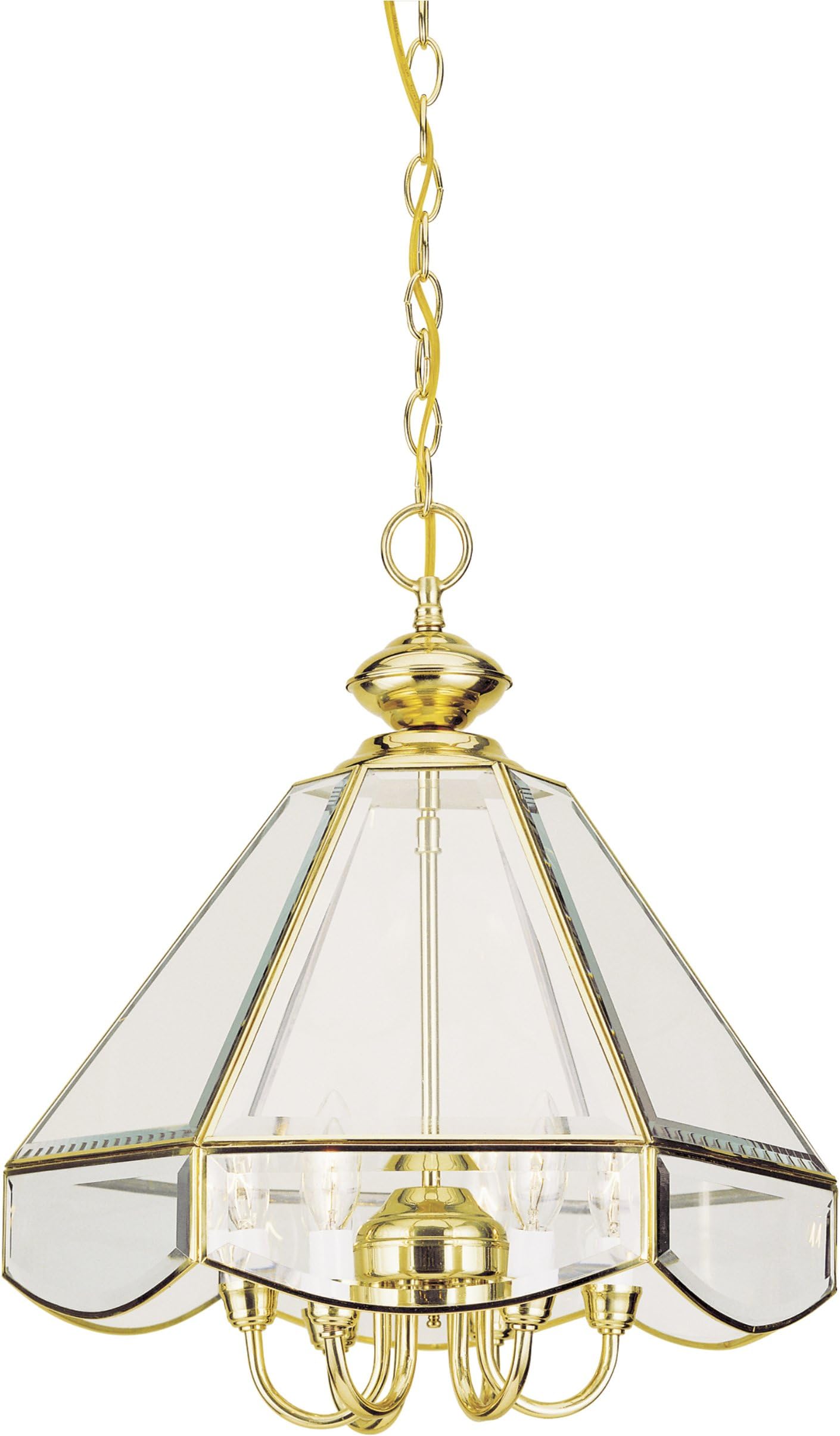 Westinghouse Lighting 6702155 Five-Light Interior Chandelier, Polished Brass Finish on Solid Brass with Clear Beveled Glass