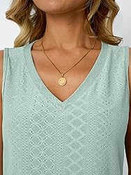 AUTOMET Women Summer Tank Top Eyelet Embroidery
