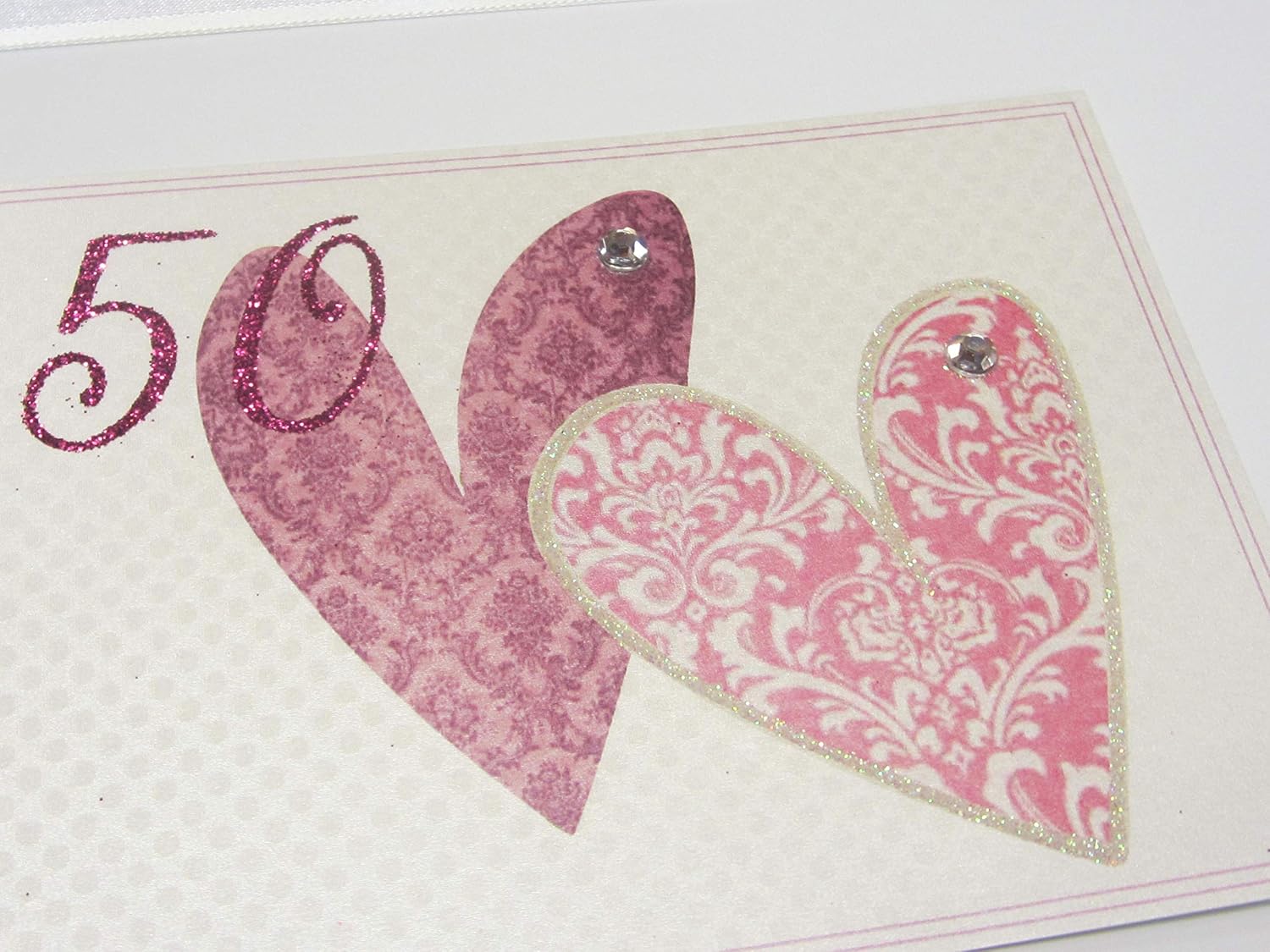 White Cotton Cards "50" Birthday Memories, Love Hearts Design Large Keepsake Box (SSHA50X) - Image 5