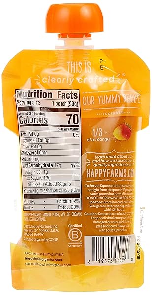 HAPPY BABY CLEARLY CRAFTED STAGE 2 MEALS ORGANIC BABY FOOD, APPLES, KALE AND AVOCADOS, 3.5 OUNCE