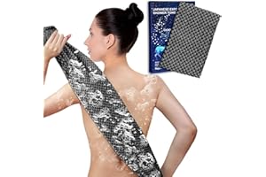 Adanluxe Exfoliating Washcloth Shower Towels, Premium Japanese Exfoliating Body Scrubber, Upgraded Loofah Sponge Rich in Silver Ion and Carbon Fiber, Face & Body Scrub Exfoliator with 2 Levels, Longer