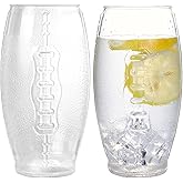 Supreme Housewares Football Shaped Tumbler Cups, BPA-Free Acrylic Sports Drinkware, Shatterproof Reusable Water Glasses for Tailgating, Game Day, Parties, Clear, 23 oz, Set of 2