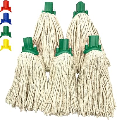 TDBS Mop Heads Replacement Colour Coded Self Threading 5 Pack Green No.12 PY