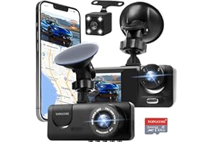 3 Channel Dash Cam WiFi FHD 1080P Car Camera 64GB TF Card, TOPGOOSE Front Dash Camera Front and Rear Inside for Cars, Mini Dashcams with Night Vision, Loop Recording,WDR,G-Sensor,24H Parking Monitor