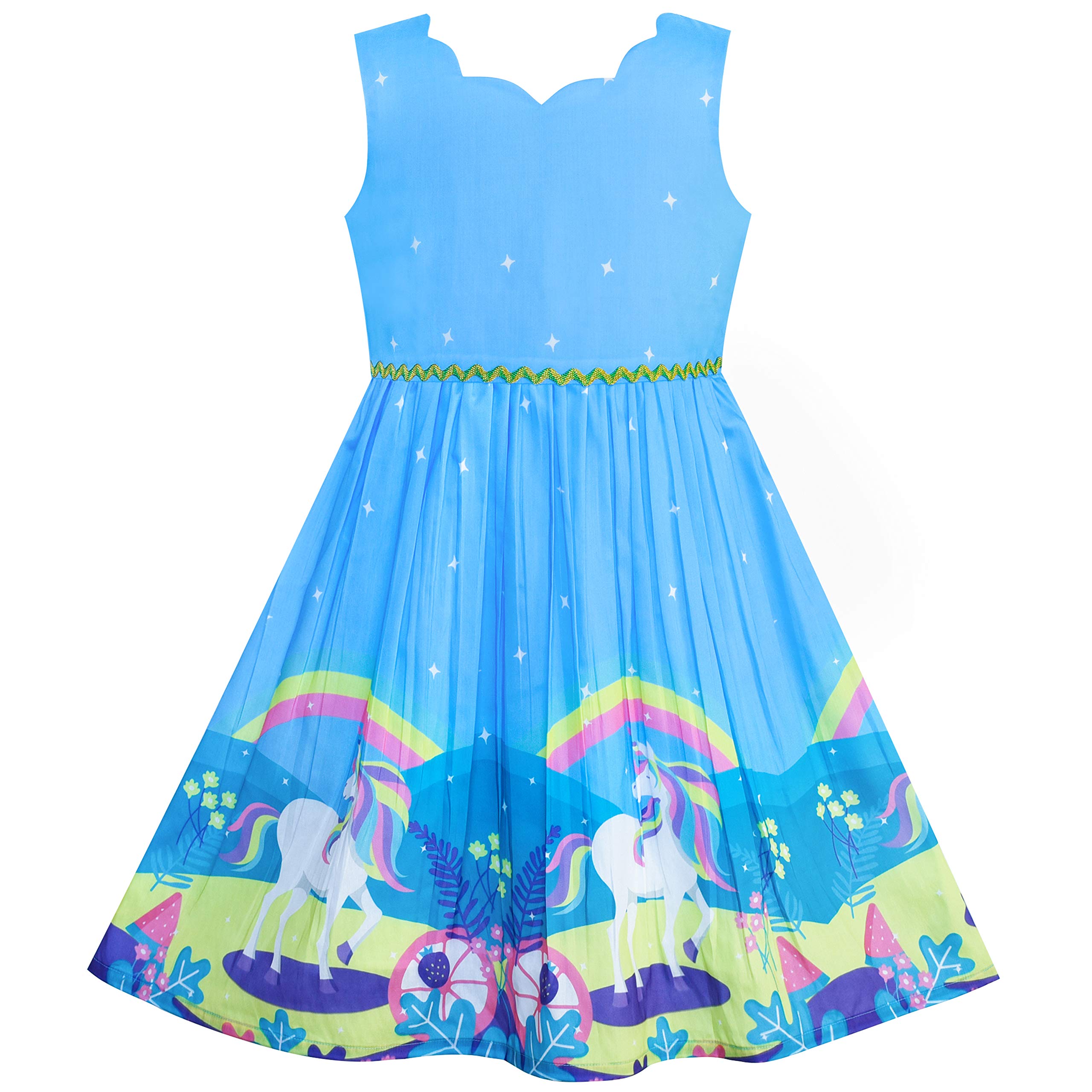 Girls Dress Unicorn Rainbow Holiday Princess Age 4-12 Years