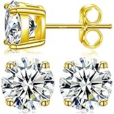 Moissanite Stud Earrings for Women, 0.2CT-8.0CT a Pair 18K White Yellow Gold Vermeil S925 Sterling Silver Hypoallergenic Stud Earrings Anniversary Day Valentines Gifts for Women Men
