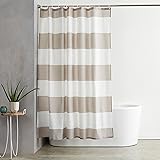 AmazonBasics Shower Curtain with Hooks (Treated to Resist Deterioration by Mildew) - 72 x 72 inches, Grey Stripe