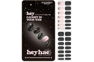 Heyhae Semi Cured Gel Nail Strips - Hey, Caught in your web | Halloween | Sun Cured No UV Light Needed, Salon Quality, Easy A
