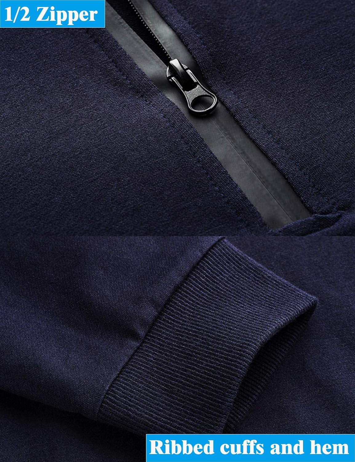 LecGee Men's Hooded Sweatshirt Casual Long Sleeve Pullover Hoodie 1/2 Zip Hoodies with Pockets at  Men’s Clothing store