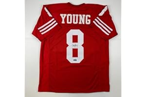 HOFSM.COM HALL OF FAME SPORTS MEMORABILIA Facsimile Autographed Steve Young San Francisco Red Reprint Laser Auto Football Jersey Size Men's XL