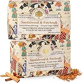 Wavertree & London Sandalwood & Patchouli Scented Natural Soap (2 Bars), 7oz Moisturizing French Triple Milled Soap Bars enriched with shea butter - Pure Plant Oil Bath & Body Bars for All Skin Types