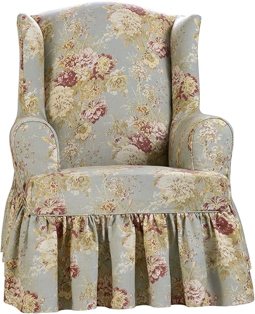 SURE FIT Ballad Bouquet by Waverly Slipcover (Robin's Egg