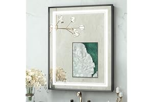 TokeShimi 24x30 Recessed Medicine Cabinet with Lights Mirror, 3-Color Stepless Dimmable LED Mirror Medicine Cabinet Defog, in Wall Medicine Cabinet with 2 Electrical Outlets