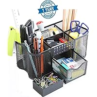 Callas Premium Metal Mesh Desk Organizer with Plastic Clip Holder, Black, CA365
