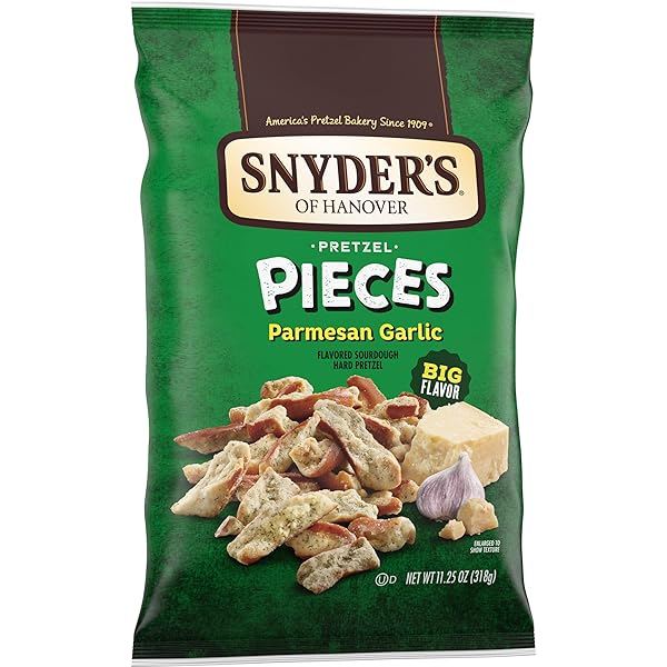 SNYDER’S OF HANOVER PARMESAN GARLIC FLAVORED PRETZEL PIECES, 11.25 OZ BAG