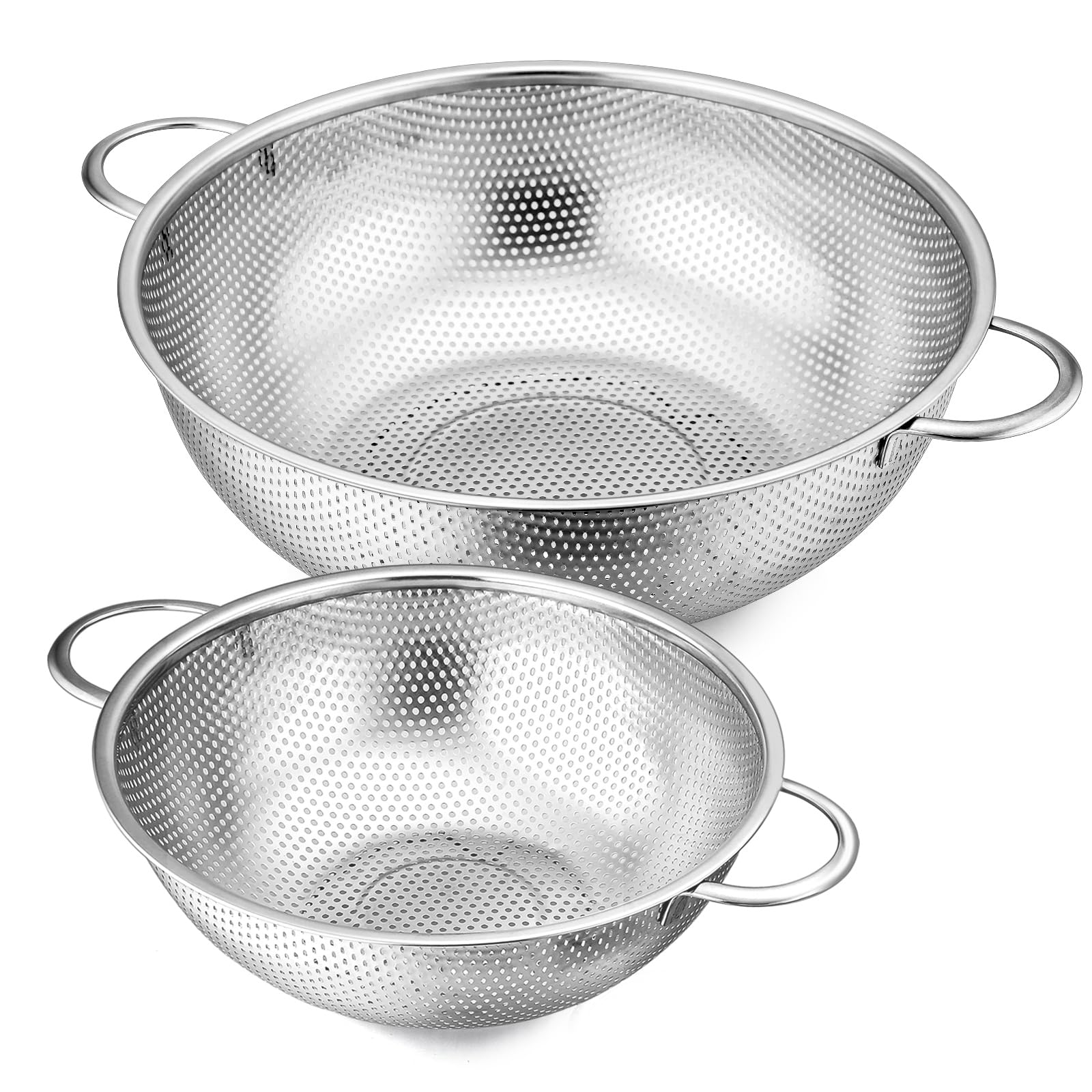 Photo 1 of **MISSING ONE**
E-far 3QT & 5QT Colander Set of 2, Stainless Steel Micro-Perforated Colander Strainer with Handle for Kitchen/Draining Pasta/Rinsing Vegetables Fruits, Heavy Duty Metal & Dishwasher Safe
**MISSING ONE PIECE**