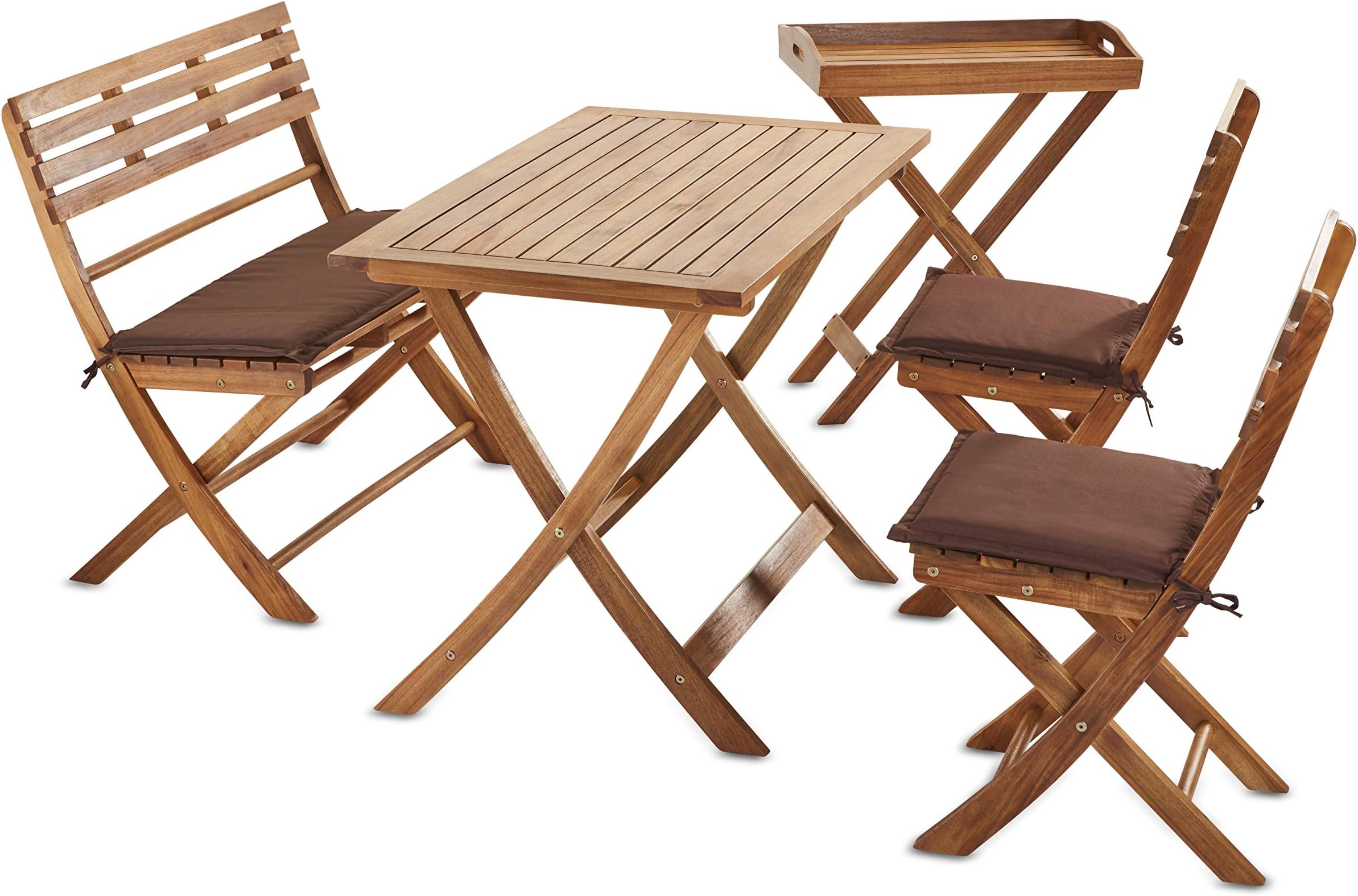 Sunset Garden SG115 | Bravo Folding Patio Dining | 5-Piece Real Wood, Natural
