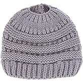 CTM Women's Ponytail Winter Beanie Knit Hat