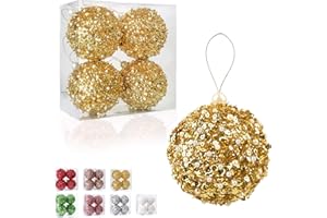 ZHANYIGY 4.25" Christmas Ball Ornaments, 4pc Set Gold Shatterproof Christmas Decorations Tree Balls for Xmas Trees Wedding Party Holiday Decorations (Gold)