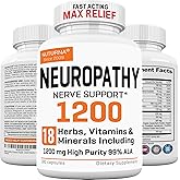 Neuropathy Support Supplement with 1200 mg HP-99 Alpha Lipoic Acid - Max Strength ALA Nerve Formula for Feet Hands Fingers Legs - Ultra Potent 18 in 1 Natural Nerve Vitamins - 180 Capsules