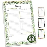 Decorably 52 Sheets Greenery Undated Daily to Do List Notepad with Water Tracker, 6.5x10" Spring-Bound Planner Pad, Easy Tear-Off Design, with Focus, Priorities, Habits, Notes & Doodles - Home, School