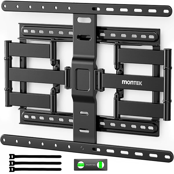MONTEK ULTRA SLIM TV WALL MOUNT FOR 43-90 INCH TVS | 1.1″ THIN LOW PROFILE FULL MOTION BRACKET | DUAL SWIVEL ARTICULATING ARMS WITH TILT | MAX VESA 600X400MM | HOLDS 132LBS | FITS 16″/18″ STUDS