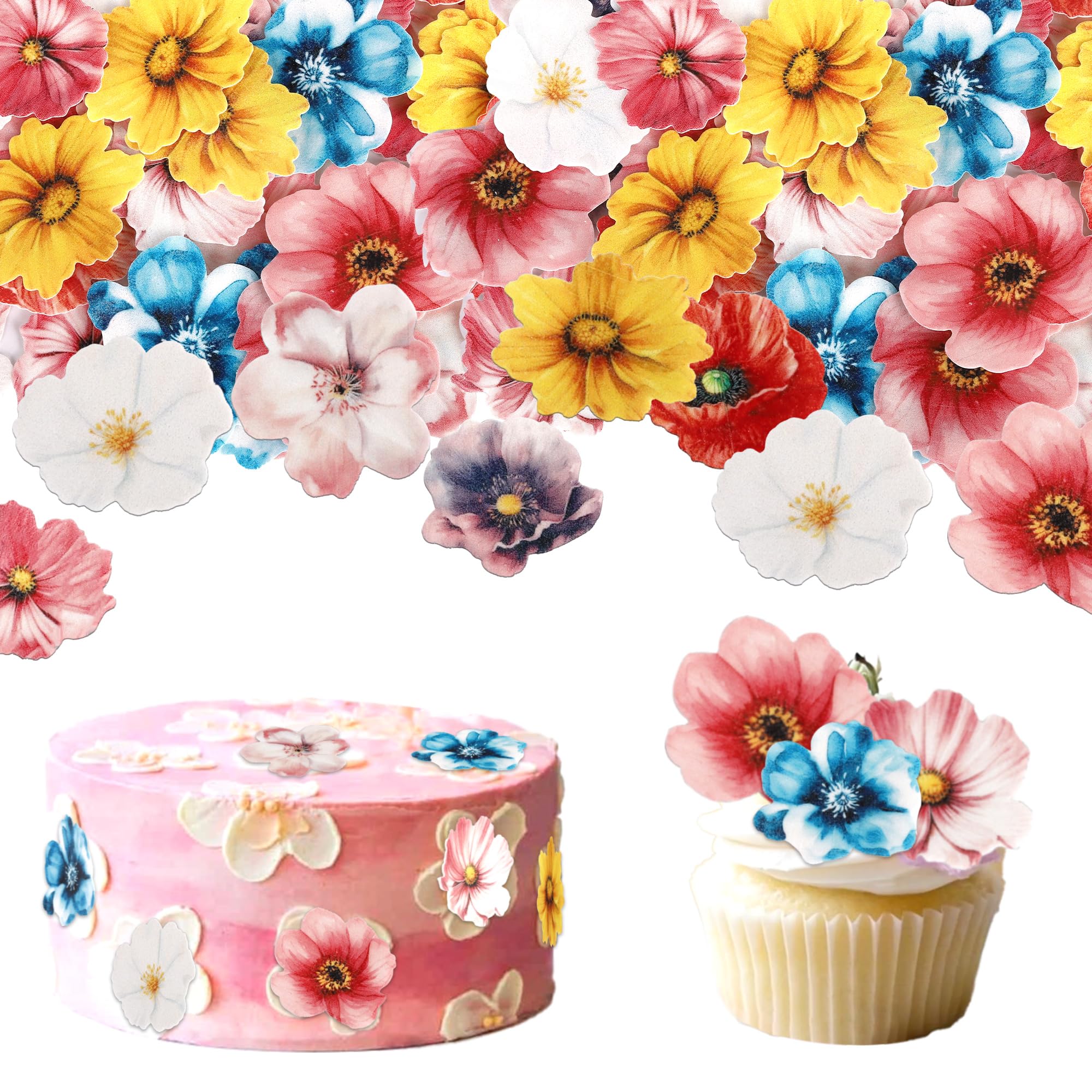 54 Pack Edible Pansies Cupcake Toppers Pansies Cake Decoration Edible Wafer Paper Pansies Purple Flowers Cupcake Topper Decorations Tropical Cake Decor for Wedding Birthday Baby Shower Party โ image 1