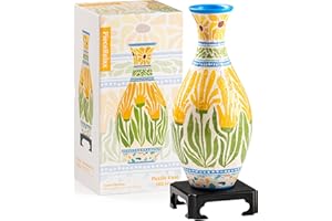 PieceRelax Unique Flower Vase - 3D Puzzle Vase for Adults to Flower Arrangement and Home Decoration Made by 160 Curved and Translucent Plastic Puzzle Pieces - Summer Blossom [S1041]
