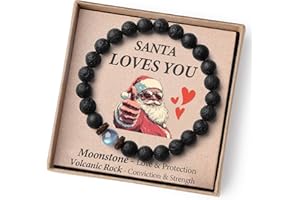 THEMEROL Love and Strength Christmas Stocking Stuffers for Kids/Teen Boys/Men-Handmade Gemstone Bracelets with Xmas-Themed Card