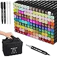 Tommax Markers Set, 140 Colors Dual Tip Permanent Art Alcohol Markers for Painting, Sketching, Card Making and Coloring, Art Gifts for Kids Adults