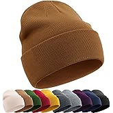 Cotton Beanie Hat for Women Men, Double Warm Knit Winter Hats, Fisherman Slouchy Ski Cuffed Beanies Skull Cap