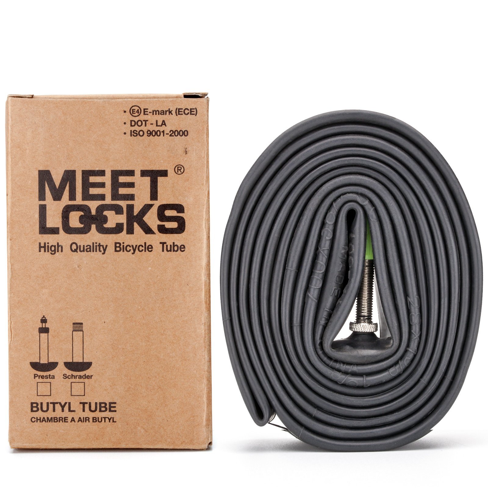 MEETLOCKS 700 x 25/28C Bicycle Inner Bike Tube Presta Valve 60mm,1 Pcs,Fully Thread Valve,Solid Brass valve Stem