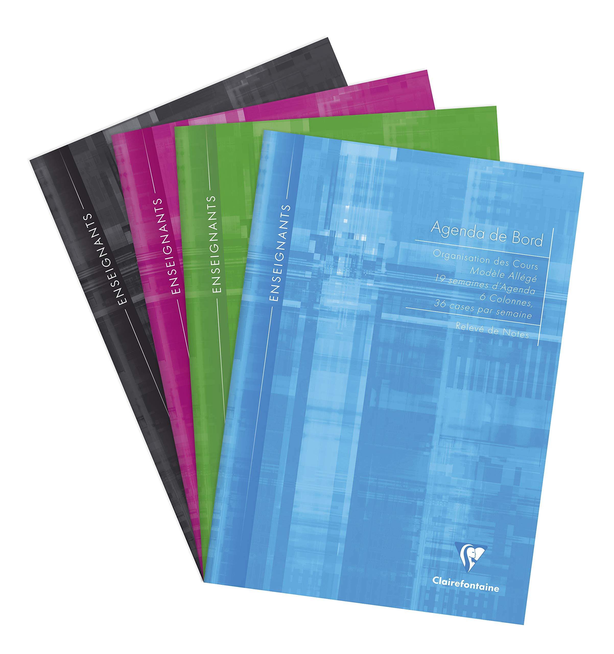 Clairefontaine 3069C 6 Column Stapled Agenda (36 boxes/week) - A4 21x29,7 cm - 72 Pages (19 weeks) - 90 g White Paper - Laminated Card Cover - Random Colour