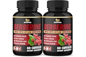 BMVINVOL (2 Packs) Berberine Supplement Plus Ceylon Cinnamon, Turmeric, Artichoke, Milk Thistle, Black Pepper - 120 Capsules - 4 Months Supply