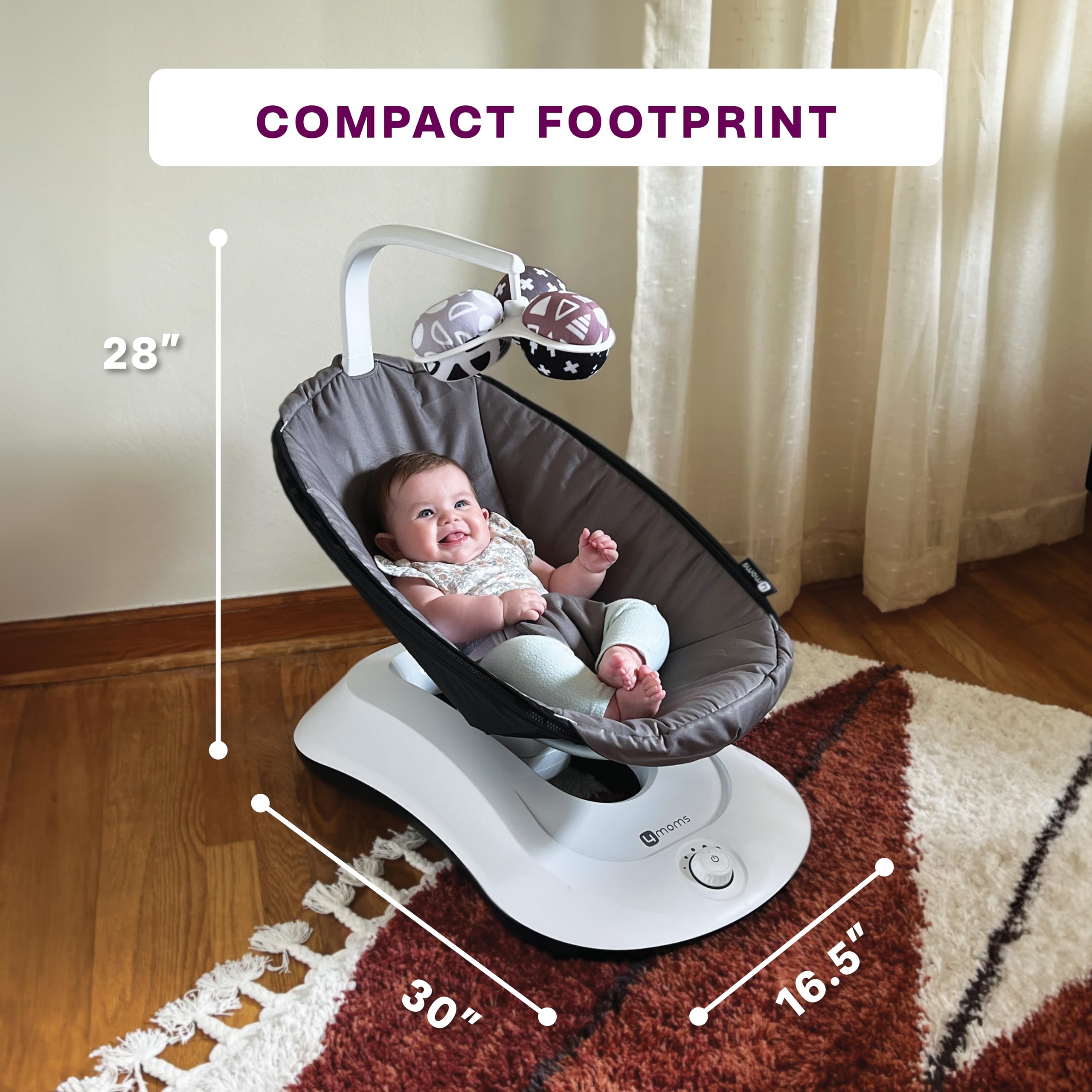 4moms RockaRoo Baby Rocker with Front to Back Gliding Motion, Graphite
