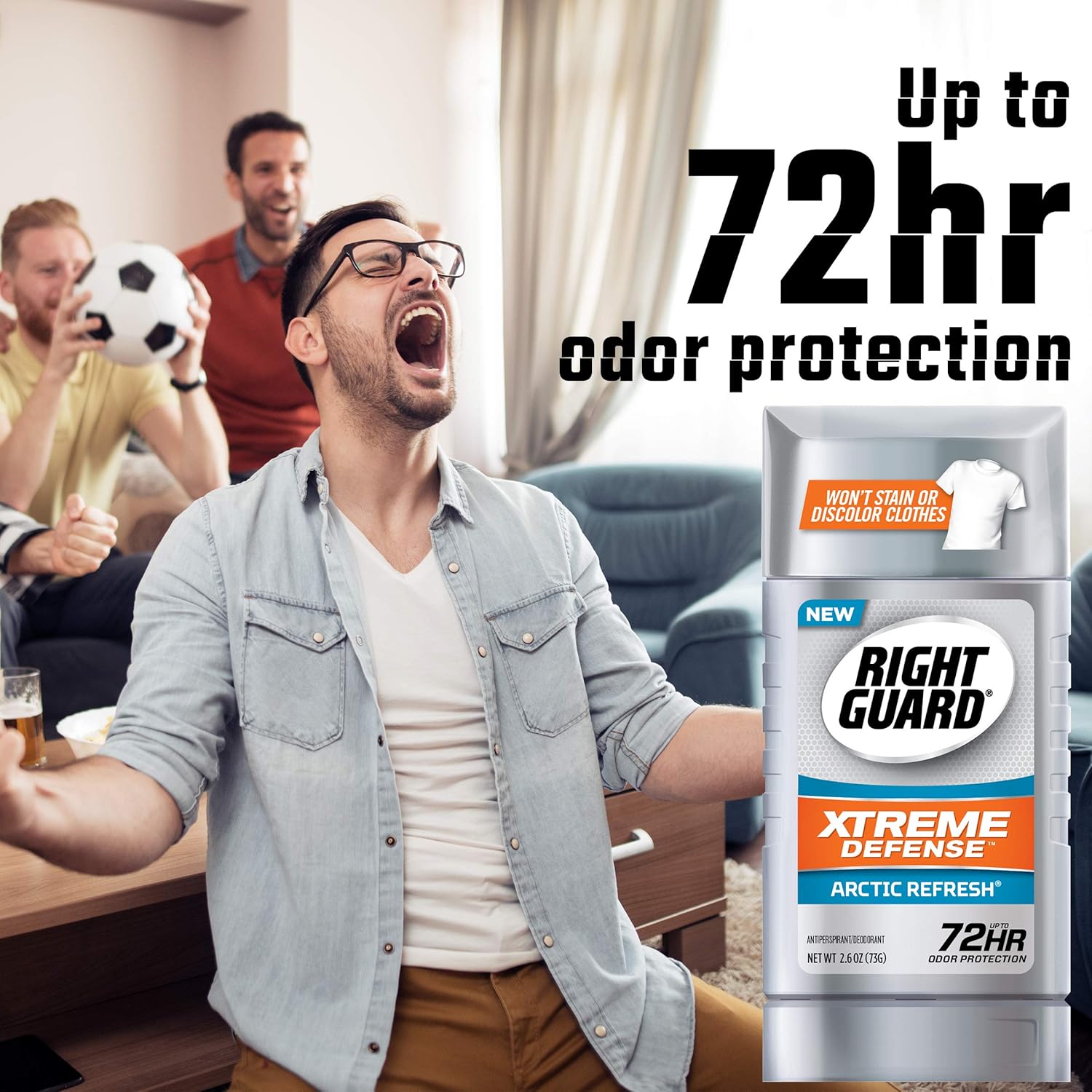 Right Guard Xtreme Defense Antiperspirant Deodorant Invisible Solid Stick, Arctic Refresh, 2.6 Ounce (Count of 4) : Beauty